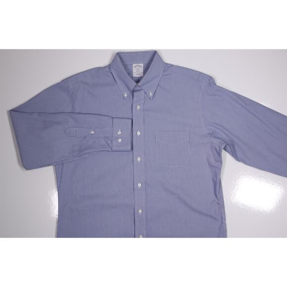 Brooks Brothers Regent Blue White Check Non-Iron Dress Shirt 16-34/35 - Picture 3 of 7